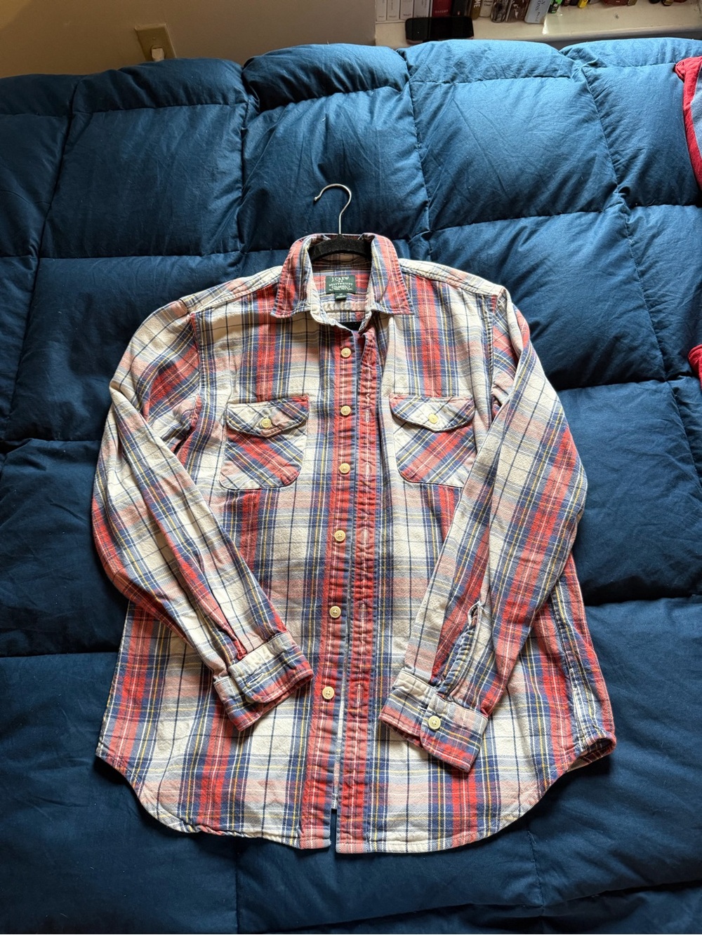 J. Crew Red and Blue Plaid Long-Sleeve Button-Down Shirt